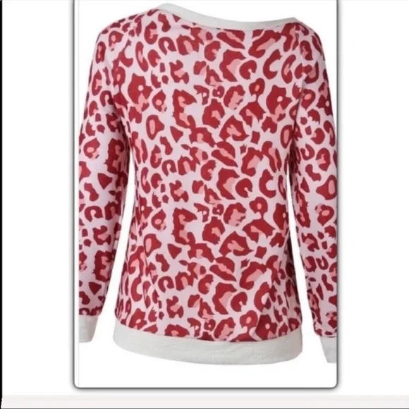 Ravens Red Leopard Crewneck Top - Picture 2 of 6